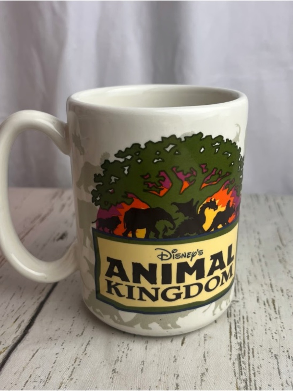Disney Animal Kingdom Ceramic Mug in White with Multicolor Logo
